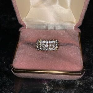 14k Triple Row Cubic Zirconia Ring